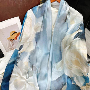 Mulberry Silk 14 Momme Silk Scarf Blue Orchid 175x53 cm - SinoCultural -- CXFJ007