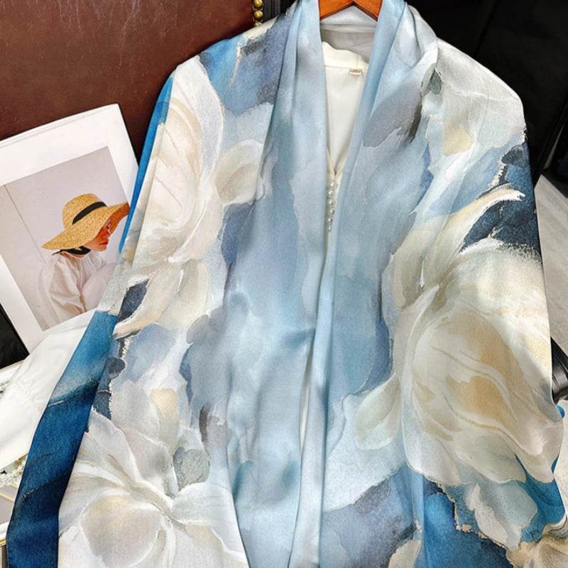 Mulberry Silk 14 Momme Silk Scarf Blue Orchid 175x53 cm - SinoCultural -- CXFJ007