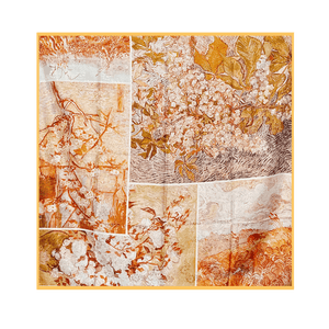 Mulberry Silk 14 Momme Square Scarf Spring Canvas 108x108 cm - SinoCultural -- CXFJ013