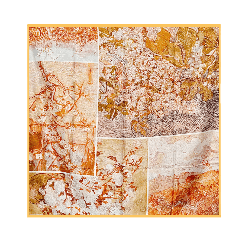 Mulberry Silk 14 Momme Square Scarf Spring Canvas 108x108 cm - SinoCultural -- CXFJ013