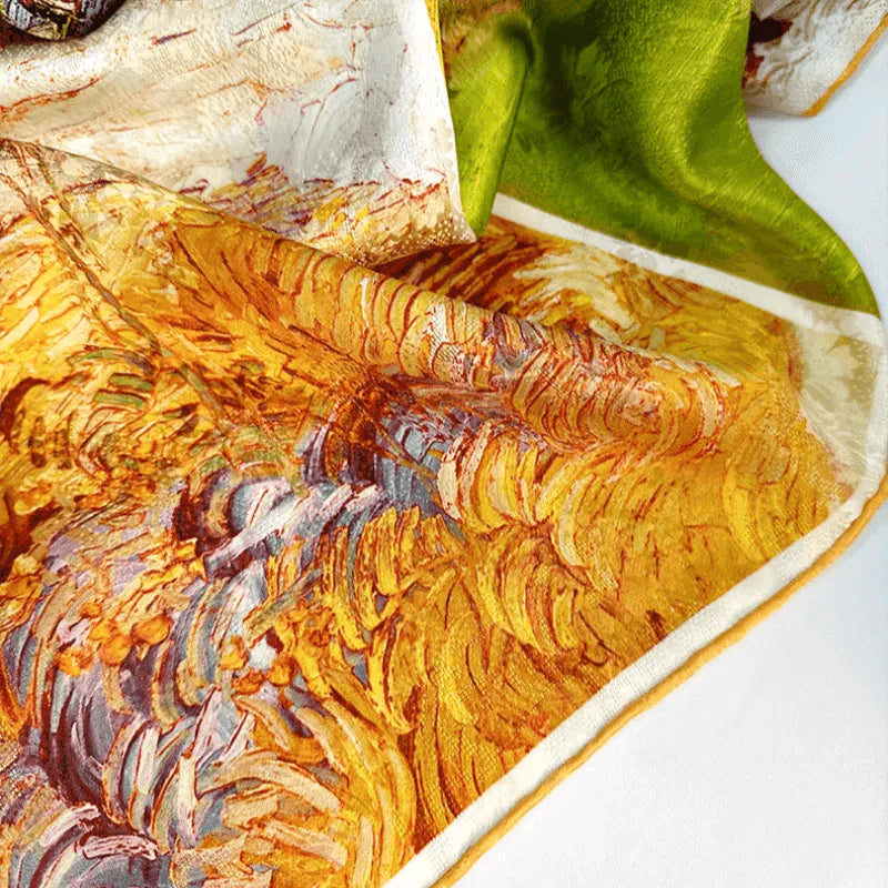 Mulberry Silk 14 Momme Square Scarf Spring Canvas 108x108 cm - SinoCultural -- CXFJ013