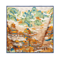 Mulberry Silk 14 Momme Square Scarf Cloud Pavilion 108x108 cm - SinoCultural -- CXFJ014