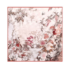 Mulberry Silk 14 Momme Square Scarf Radiant Floral 108x108 cm - SinoCultural -- CXFJ015