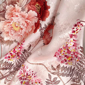 Mulberry Silk 14 Momme Square Scarf Radiant Floral 108x108 cm - SinoCultural -- CXFJ015