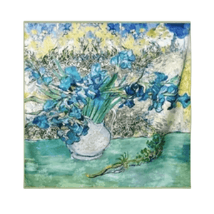 Mulberry Silk 14 Momme Square Scarf Iris Floral 108x108 cm - SinoCultural -- CXFJ016