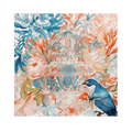 Mulberry Silk 14 Momme Square Scarf Floral and Avian 88x88 cm - SinoCultural -- CXFJ018