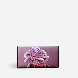 Chinese Handcraft Embroidery Floral Slim Handheld Wallet - SinoCultural -- PWCD198-1