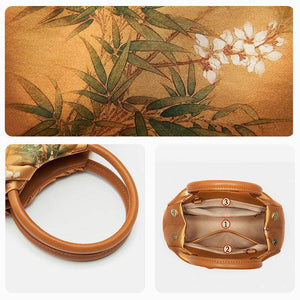 Mulberry Silk Chinese Style Yellow Bamboo Handbag - SinoCultural -- P220291-2