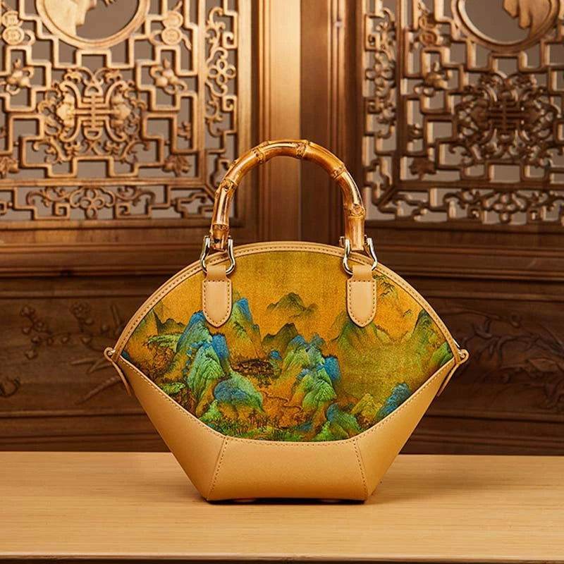 Chinese Painting Xiangyunsha Silk Tote Bag Designer Handbag - SinoCultural -- P17062305-2
