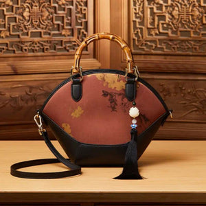 Chinese Painting Xiangyunsha Silk Tote Bag Designer Handbag - SinoCultural -- P17062305-2