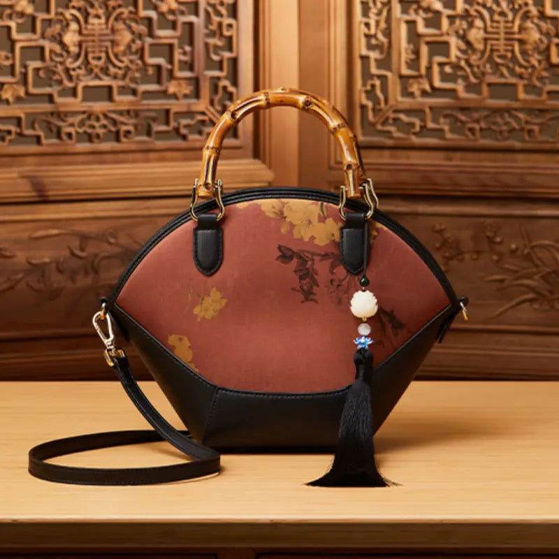 Chinese Painting Xiangyunsha Silk Tote Bag Designer Handbag - SinoCultural -- P17062305-2