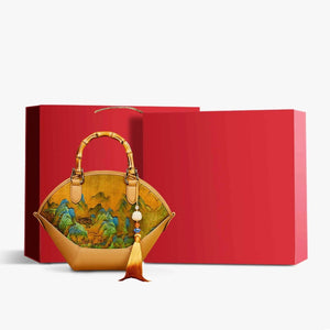 Chinese Painting Xiangyunsha Silk Tote Bag Designer Handbag - SinoCultural -- P17062305-2