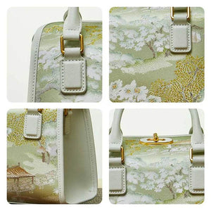 Chinese Painting Mulberry Silk Boston Bag Luxury Handbag - SinoCultural -- P17061505