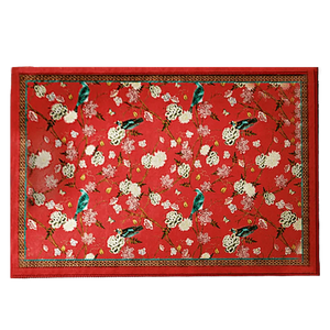Chinoiserie Royal Red Magpie & Hydrangea Sofa Slipcover - SinoCultural -- S0C002A9090