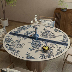 Chinoiserie Blue and White PVC Round Table Mat - SinoCultural -- TM018A50