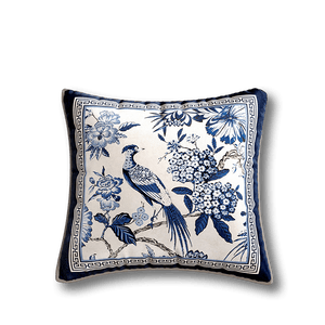 Chinoiserie Blue and White Porcelain Decorative Throw Pillow for Bedroom - SinoCultural -- SJZBZ077AA45