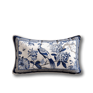 Chinoiserie Blue and White Porcelain Decorative Throw Pillow for Bedroom - SinoCultural -- SJZBZ077AA45