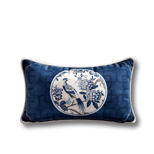 Chinoiserie Blue and White Porcelain Decorative Throw Pillow for Bedroom - SinoCultural -- SJZBZ077AA45