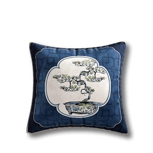 Chinoiserie Blue and White Porcelain Decorative Throw Pillow for Bedroom - SinoCultural -- SJZBZ077AA45