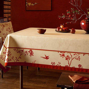 Chinoiserie Chinese Red Celebration Rectangular Tablecloth - SinoCultural -- TC010W85