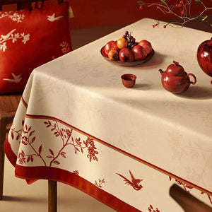 Chinoiserie Chinese Red Celebration Rectangular Tablecloth - SinoCultural -- TC010W85