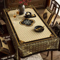Chinoiserie Classical Bamboo Rectangular Black and White Tablecloth - SinoCultural -- TC022WB85