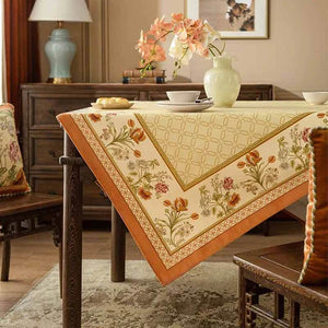 Chinoiserie Country Style Coffee Table Cover Beige Tablecloth - SinoCultural -- TC023W85
