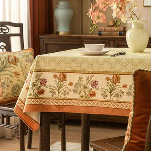 Chinoiserie Country Style Coffee Table Cover Beige Tablecloth - SinoCultural -- TC023W85