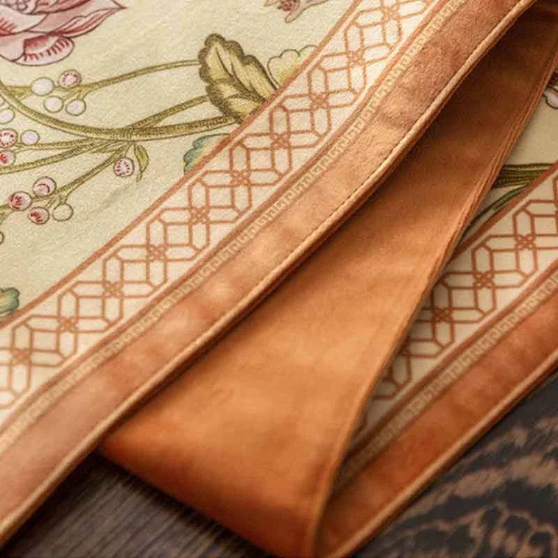 Chinoiserie Country Style Coffee Table Cover Beige Tablecloth - SinoCultural -- TC023W85