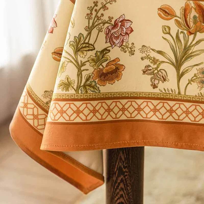 Chinoiserie Country Style Coffee Table Cover Beige Tablecloth - SinoCultural -- TC023W85