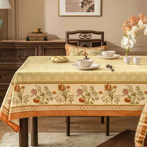 Chinoiserie Country Style Coffee Table Cover Beige Tablecloth - SinoCultural -- TC023W85