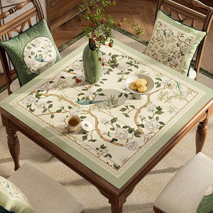 Chinoiserie Green Leather Square Table Mat Waterproof Easy Clean - SinoCultural -- TM057A60