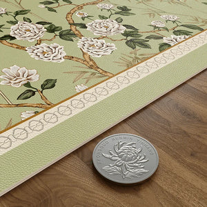 Chinoiserie Green Leather Square Table Mat Waterproof Easy Clean - SinoCultural -- TM057A60