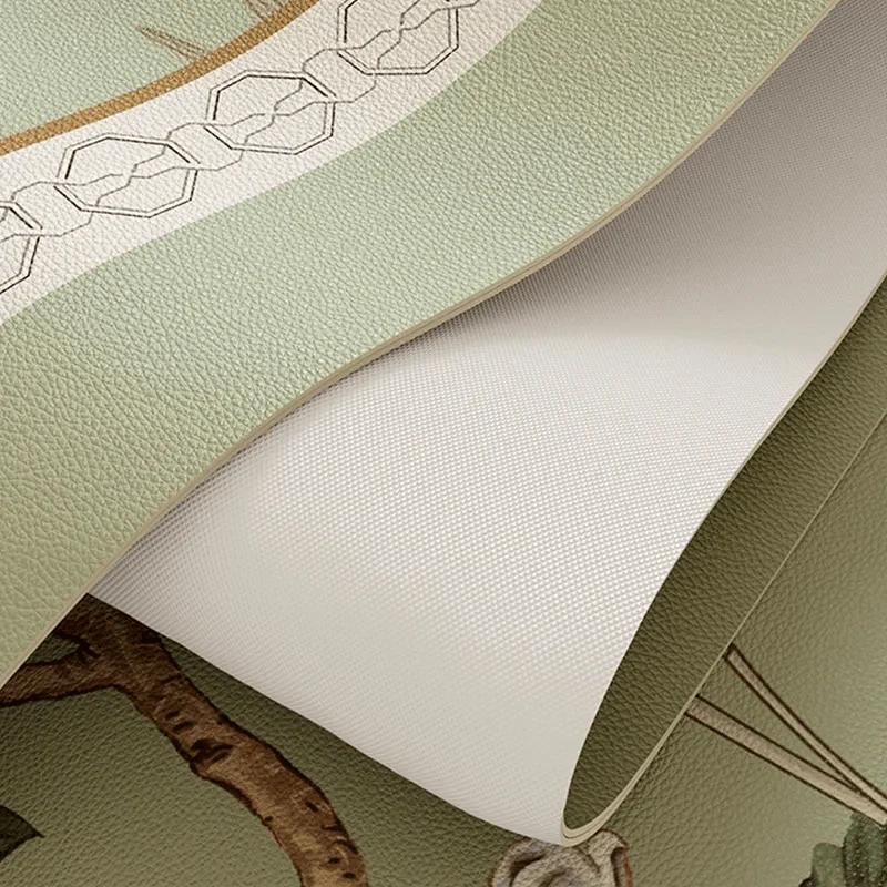 Chinoiserie Green Leather Square Table Mat Waterproof Easy Clean - SinoCultural -- TM057A60