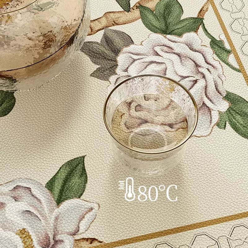 Chinoiserie Green Leather Square Table Mat Waterproof Easy Clean - SinoCultural -- TM057A60