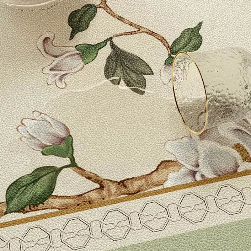 Chinoiserie Green Leather Square Table Mat Waterproof Easy Clean - SinoCultural -- TM057A60
