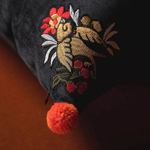 Chinoiserie Handmade Embroidery Velvet Lumbar Pillow Original Dragon - SinoCultural -- SJZBZ00101