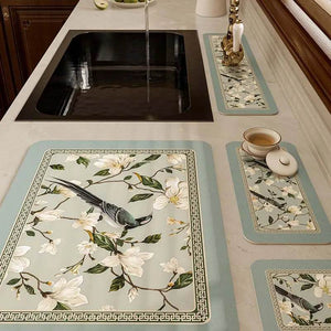 Chinoiserie Kitchen & Bathroom Counter Leather Placemat - SinoCultural -- TM047A1414