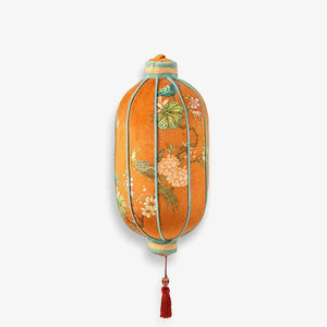 Chinoiserie Lantern-Shaped Throw Pillow Orange Hydrangea Dream - SinoCultural -- SJZBZ029A01