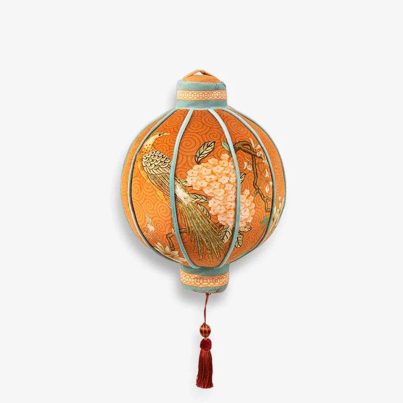 Chinoiserie Lantern-Shaped Throw Pillow Orange Hydrangea Dream - SinoCultural -- SJZBZ029A01