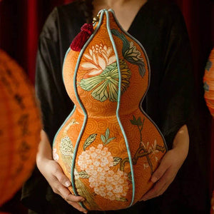 Chinoiserie Lantern-Shaped Throw Pillow Orange Hydrangea Dream - SinoCultural -- SJZBZ029A01