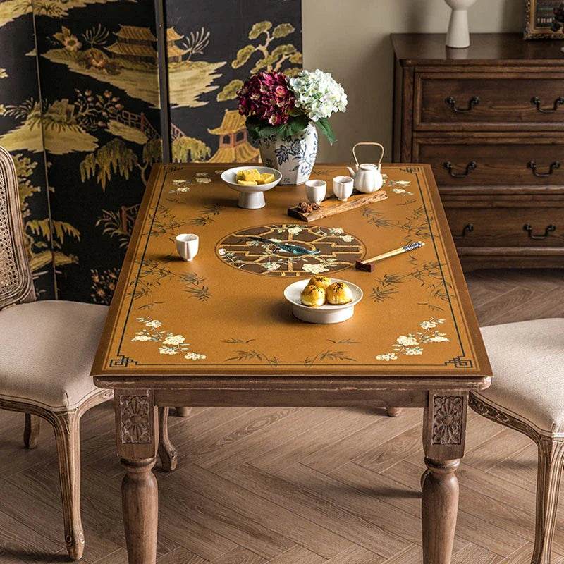 Chinoiserie Leather Waterproof Oil-proof Dining Table Mat - SinoCultural -- TM012A6060