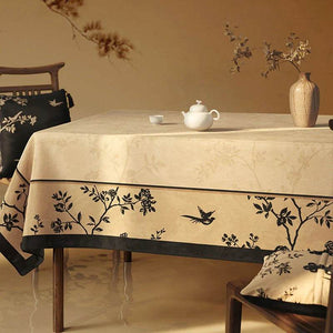 Chinoiserie Luxury Plush Rectangular Tablecloth - SinoCultural -- TC011W85
