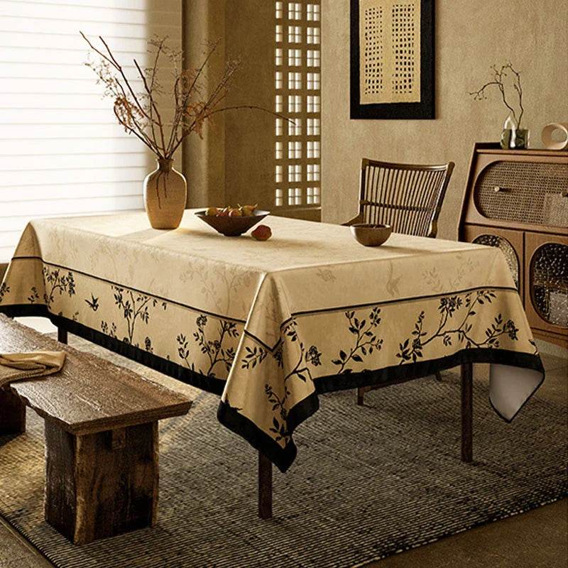 Chinoiserie Luxury Plush Rectangular Tablecloth - SinoCultural -- TC011W85