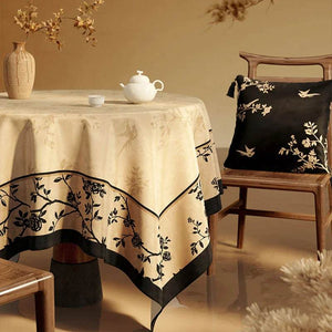Chinoiserie Luxury Plush Rectangular Tablecloth - SinoCultural -- TC011W85