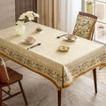 Chinoiserie Luxury Plush Rectangular Beige Floral Tablecloth - SinoCultural -- TC021W85