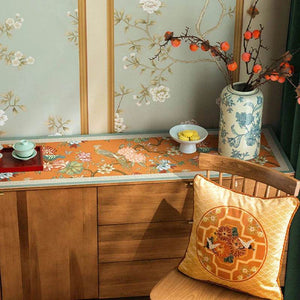 Chinoiserie Mountain Hydrangea Leather TV Table Mat - SinoCultural -- TM004A3090