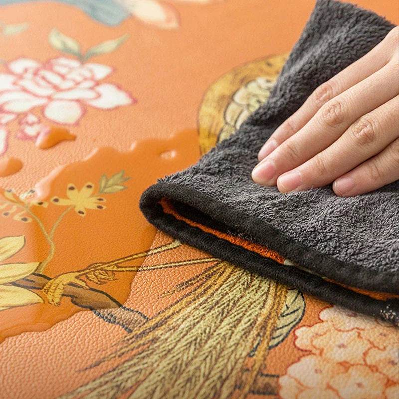 Chinoiserie Mountain Hydrangea Leather TV Table Mat - SinoCultural -- TM004A3090