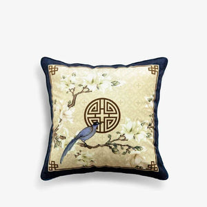 Chinoiserie Original Flowers and Birds Throw Pillow - SinoCultural -- SJZBZ042A01