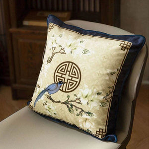 Chinoiserie Original Flowers and Birds Throw Pillow - SinoCultural -- SJZBZ042A01